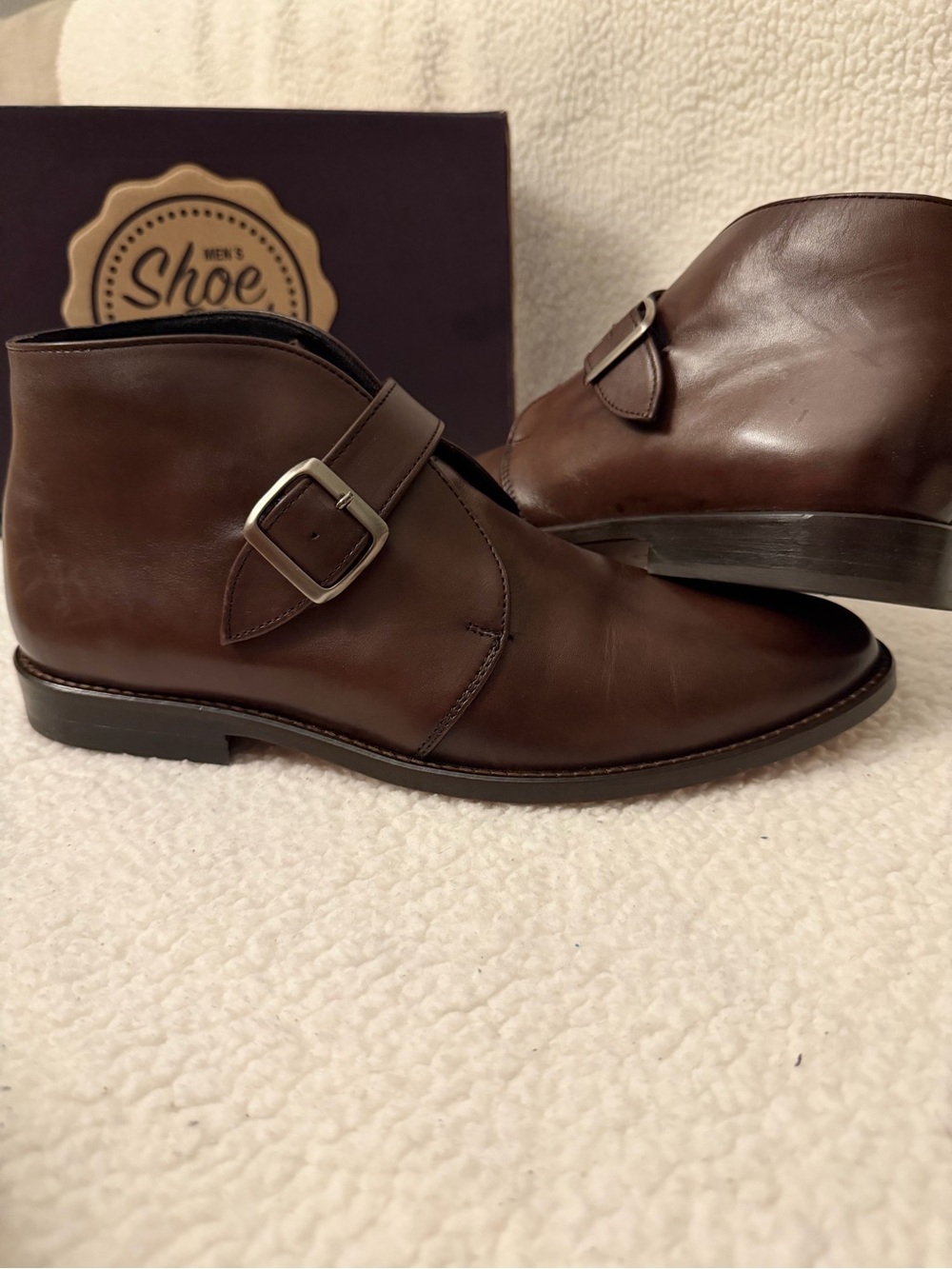 Men's Brown Leather Monk Strap Boots